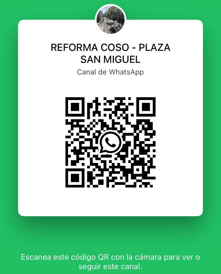QR para suscribir al canal de Whatsapp: Plaza San Miguel