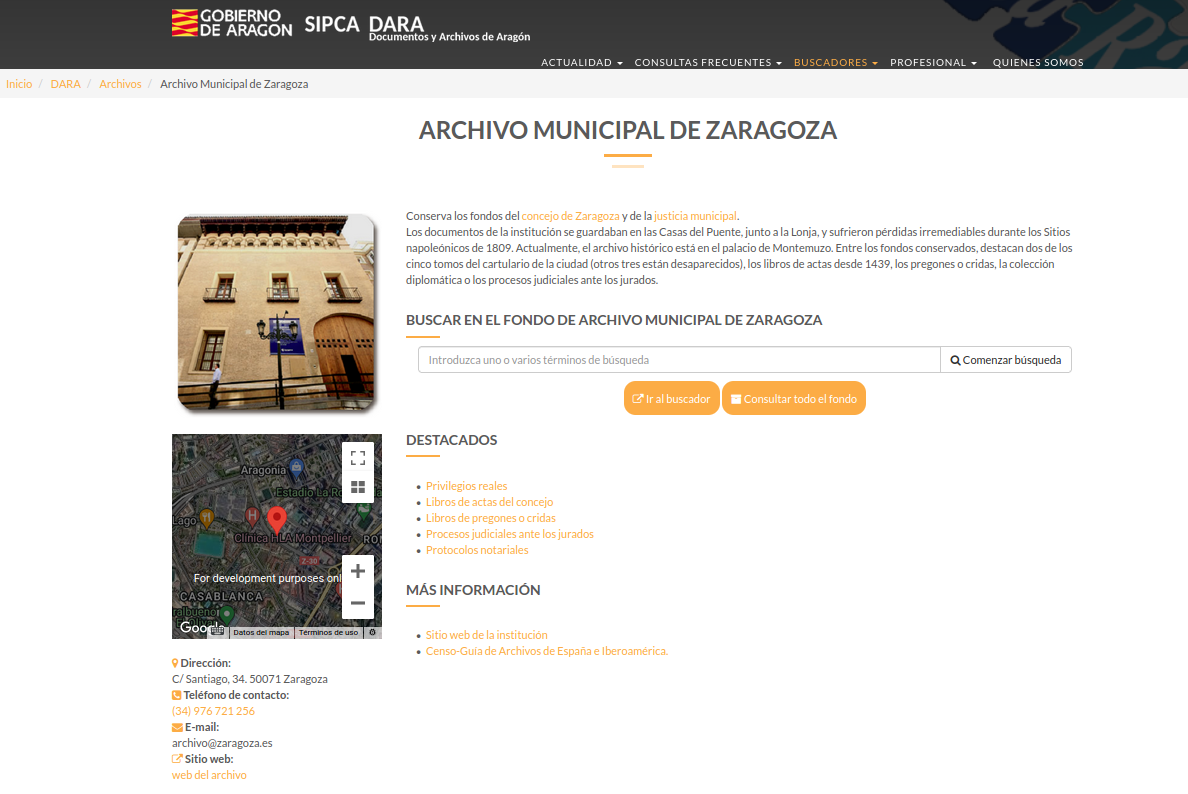 Pulsa para ver la imagen en grande: Página del Archivo Municipal de Zaragoza en DARA