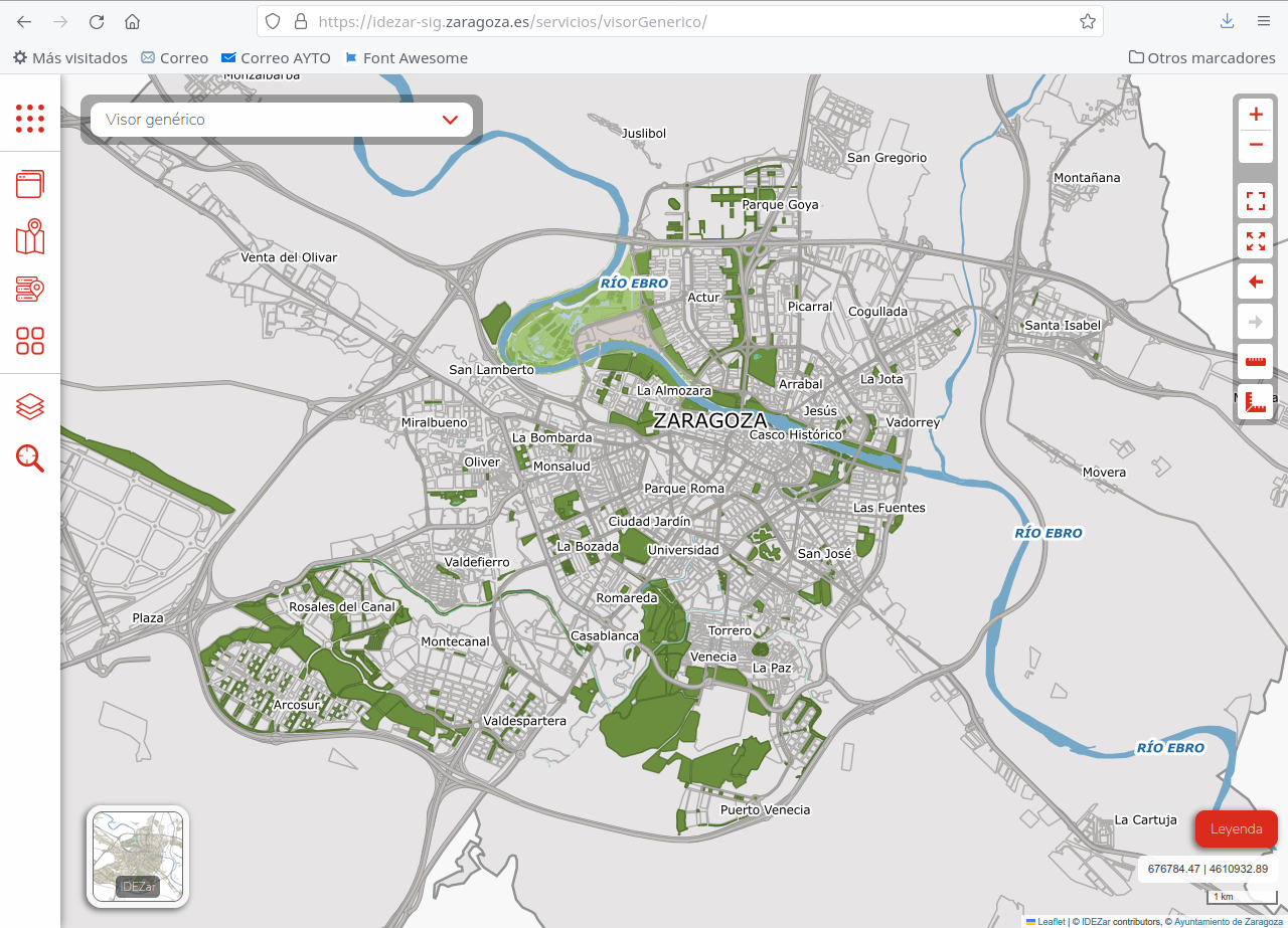Término municipal de Zaragoza visto desde el Visor Genérico