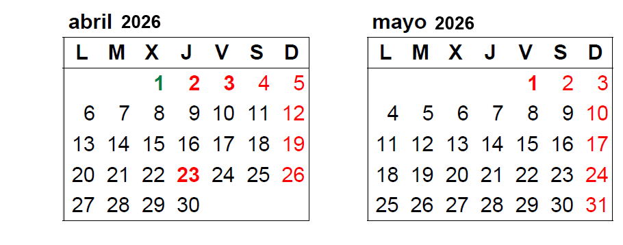 Calendario Abr 2026