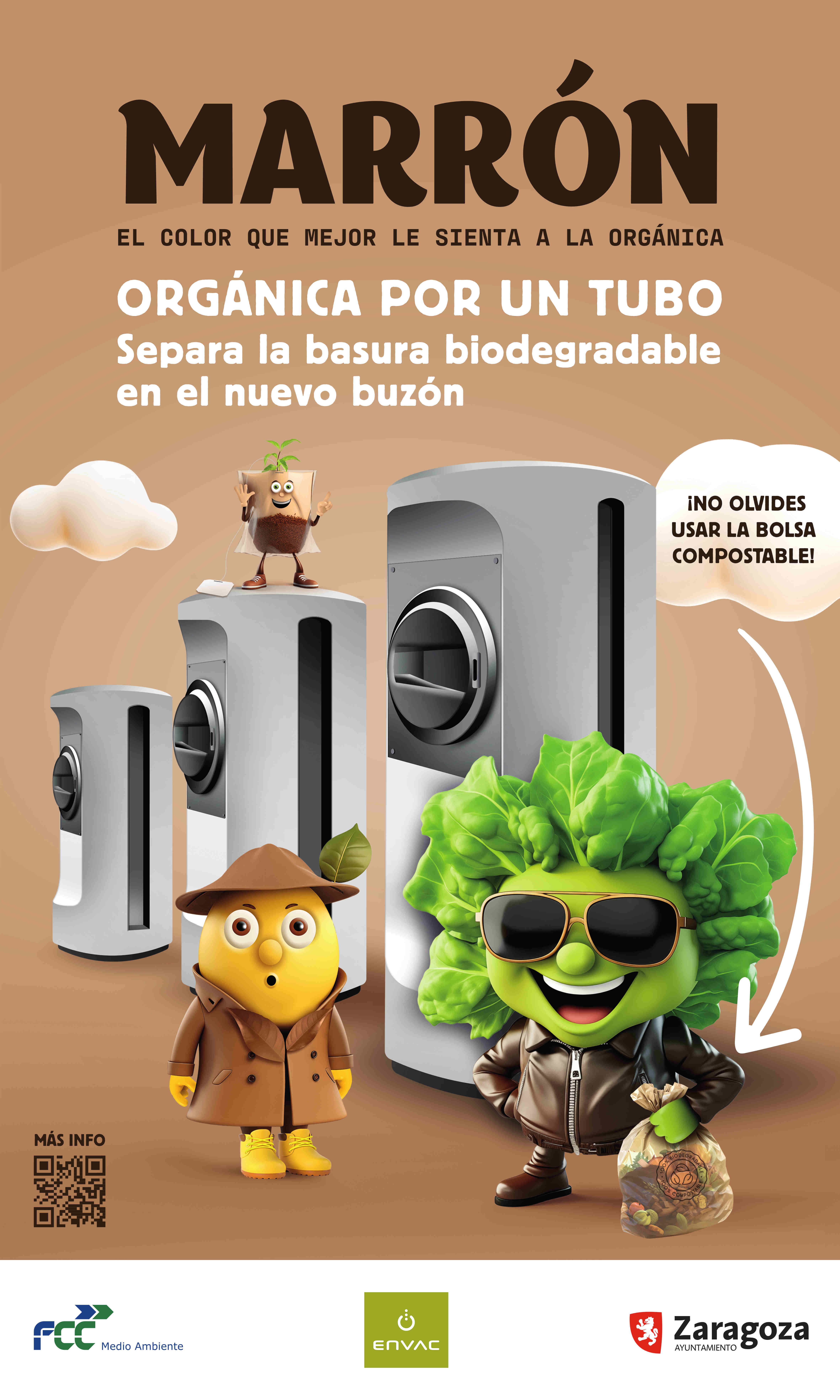 Cartel campaña nuevo buzón basura orgánica Valdespartera