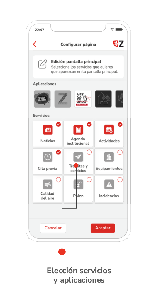 elección de servicios